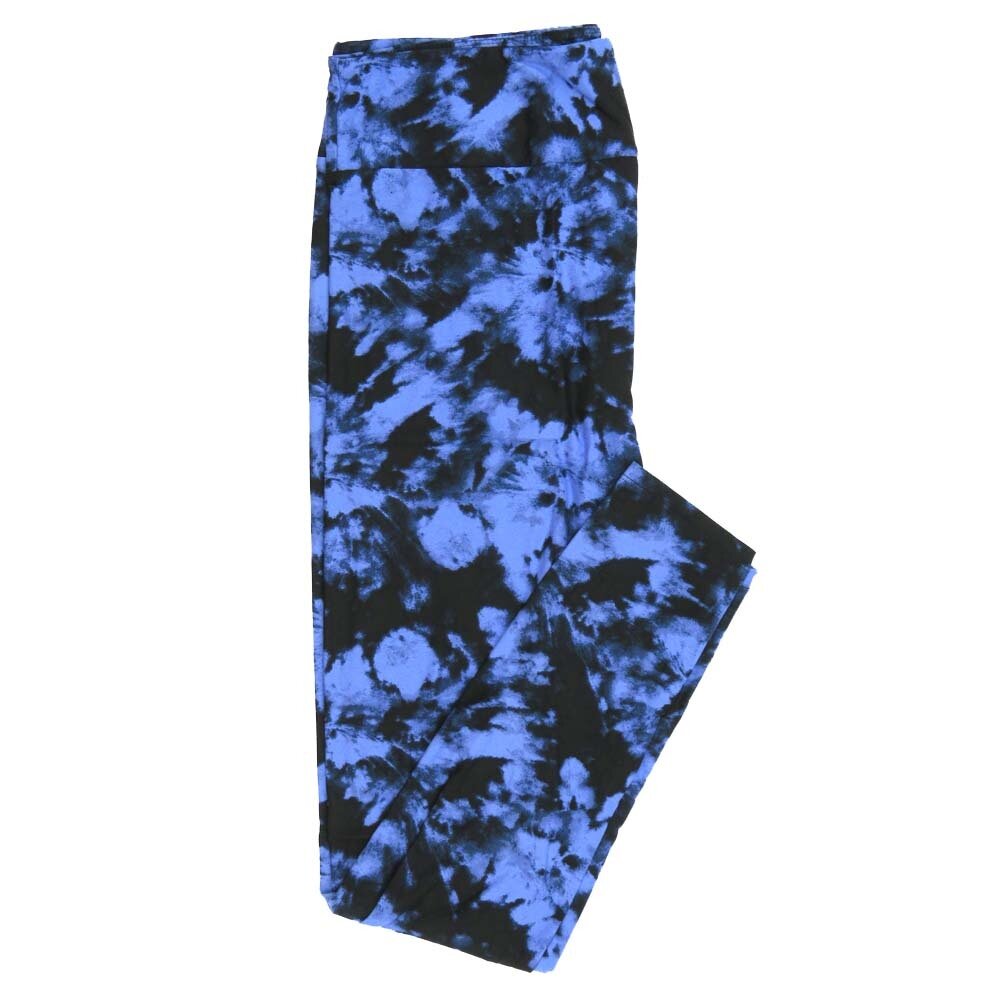 LuLaRoe Tall Curvy TC Batik Scrunch Tye Dye Black Blue Leggings fits Adult Women sizes 12-18 7078-A3
