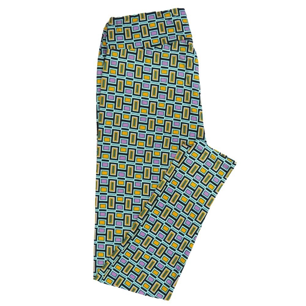 LuLaRoe Tall Curvy TC Geometric Rectangles Multicolor Leggings fits Adult Women sizes 12-18 7078-Q