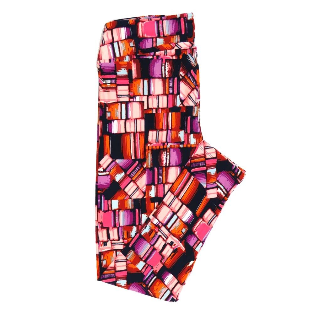 LuLaRoe Tall Curvy TC Patchwork Stripes Multicolor Leggings fits Adult Women sizes 12-18 7079-G