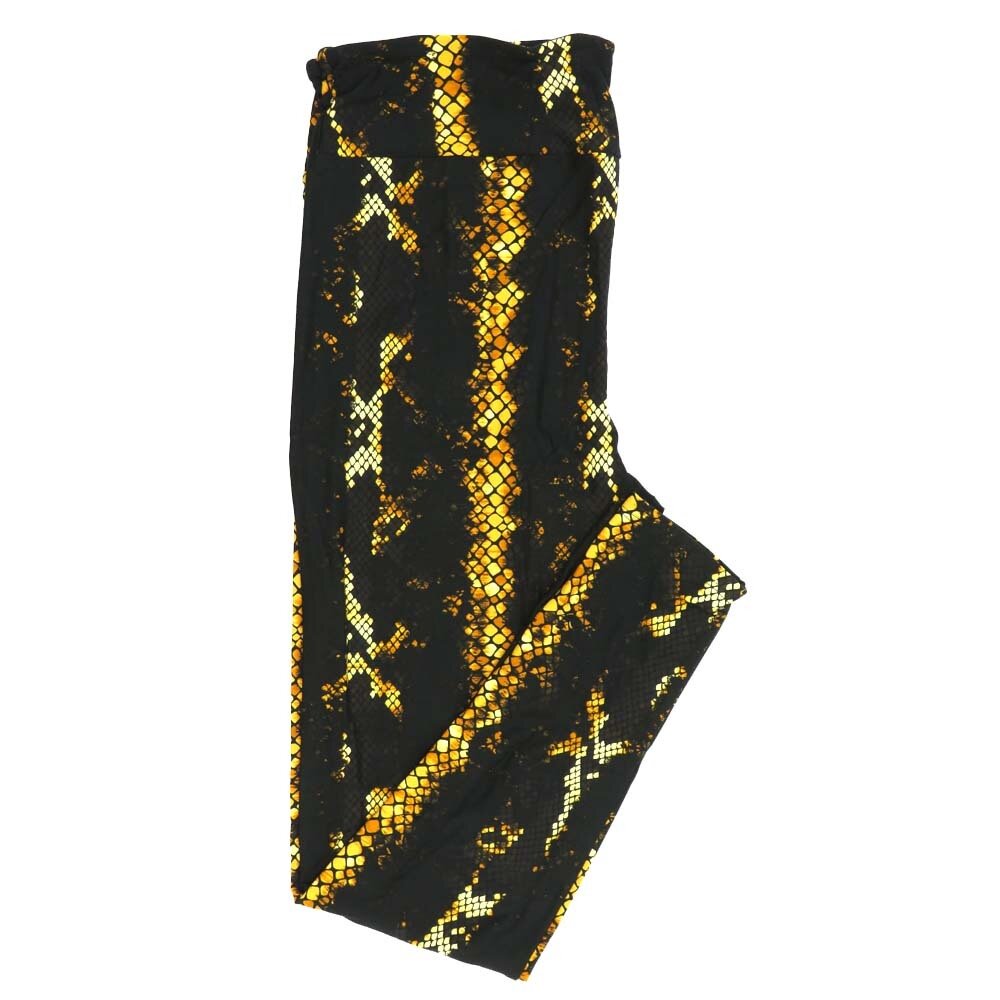 LuLaRoe Tall Curvy TC Snake Skin Animal Print Black Gold Tan Leggings fits Adult Women sizes 12-18 7079-X