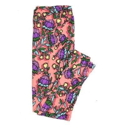 LuLaRoe Tall Curvy TC Pink Purple Gray Red Floral Buttery Soft Leggings fits Adult Women sizes 12-18 TC-7228-F17
