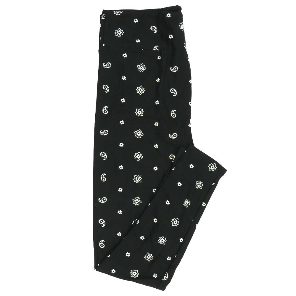 LuLaRoe Tall Curvy TC Paisley Floral Black White Polka Dot Leggings fits Adult Women sizes 12-18 7335-R