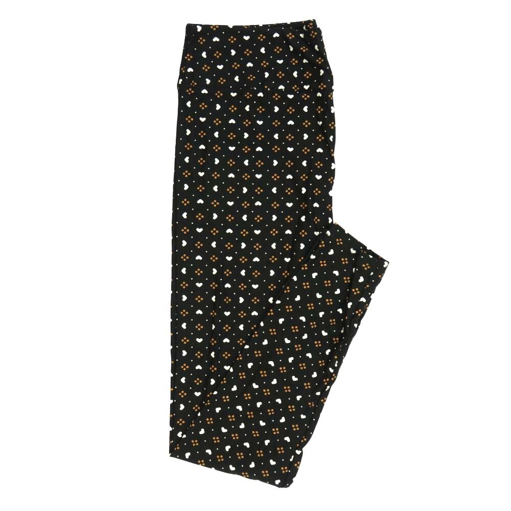 LuLaRoe Tall Curvy TC Hearts Polka Dots Black Pink Red Leggings fits Adult Women sizes 12-18 7401-ZB