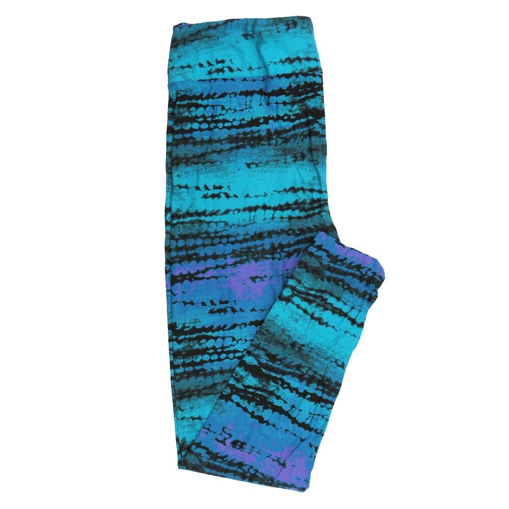 LuLaRoe Tall Curvy TC Shibori Batik Stripe Blue Black Gray Leggings fits Adult Women sizes 12-18 7416-A31