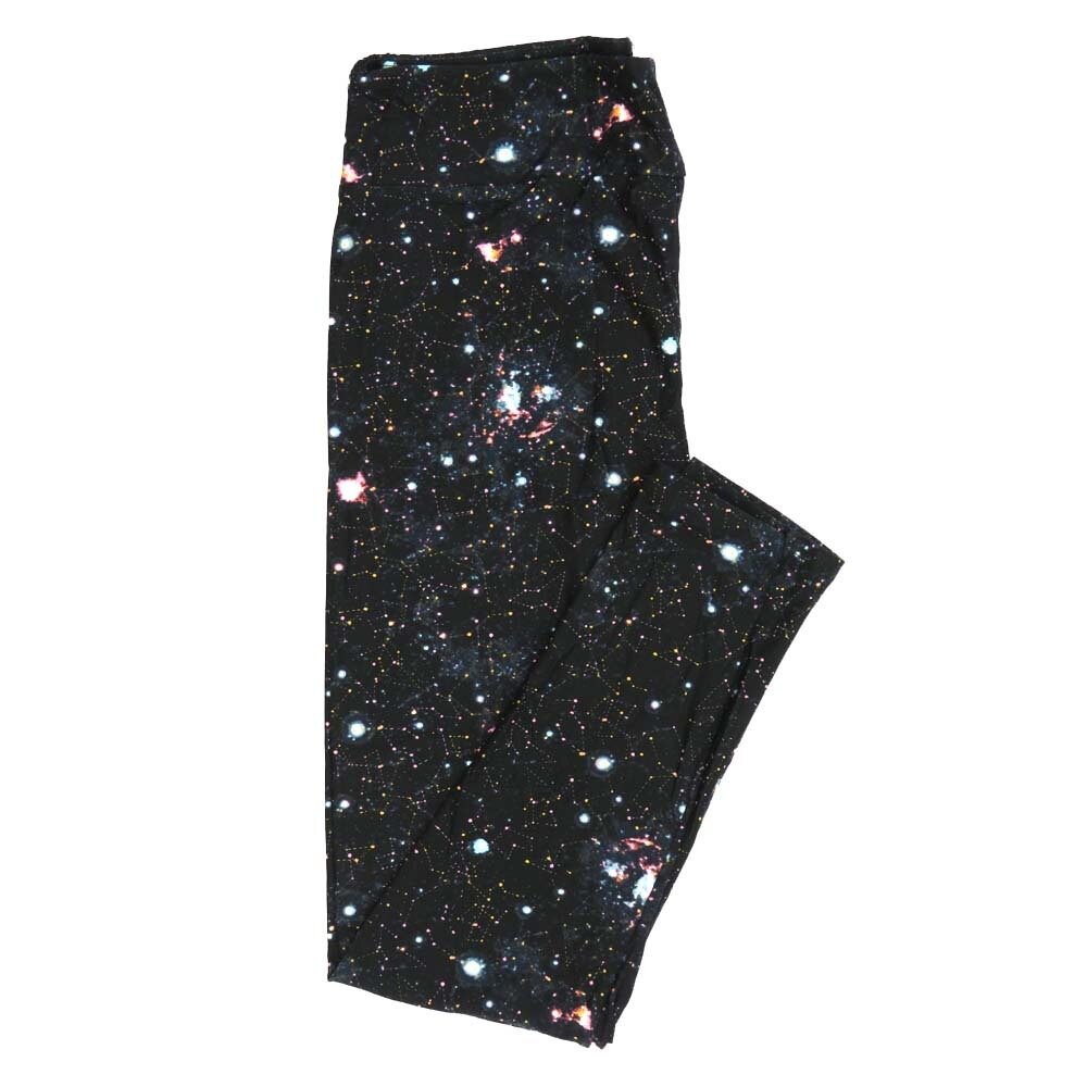 LuLaRoe Tall Curvy TC Constellations Stars Black White Polka Dot Leggings fits Adult Women sizes 12-18 7425-D4