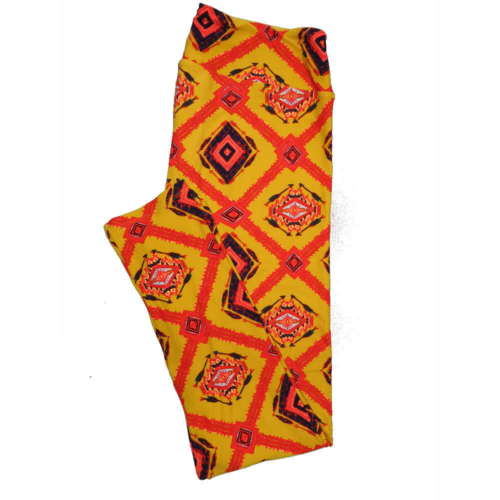 LuLaRoe Tall Curvy TC Buttery Soft Leggings Orange Black Red Aztek Southwestern Arrows fits Adult Women sizes 12-18  TC-7016-D