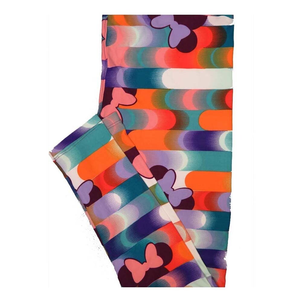LuLaRoe Tall Curvy TC Disney Minnie Mouse Rainbow Stripe Buttery Soft Leggings fits Women 12-18