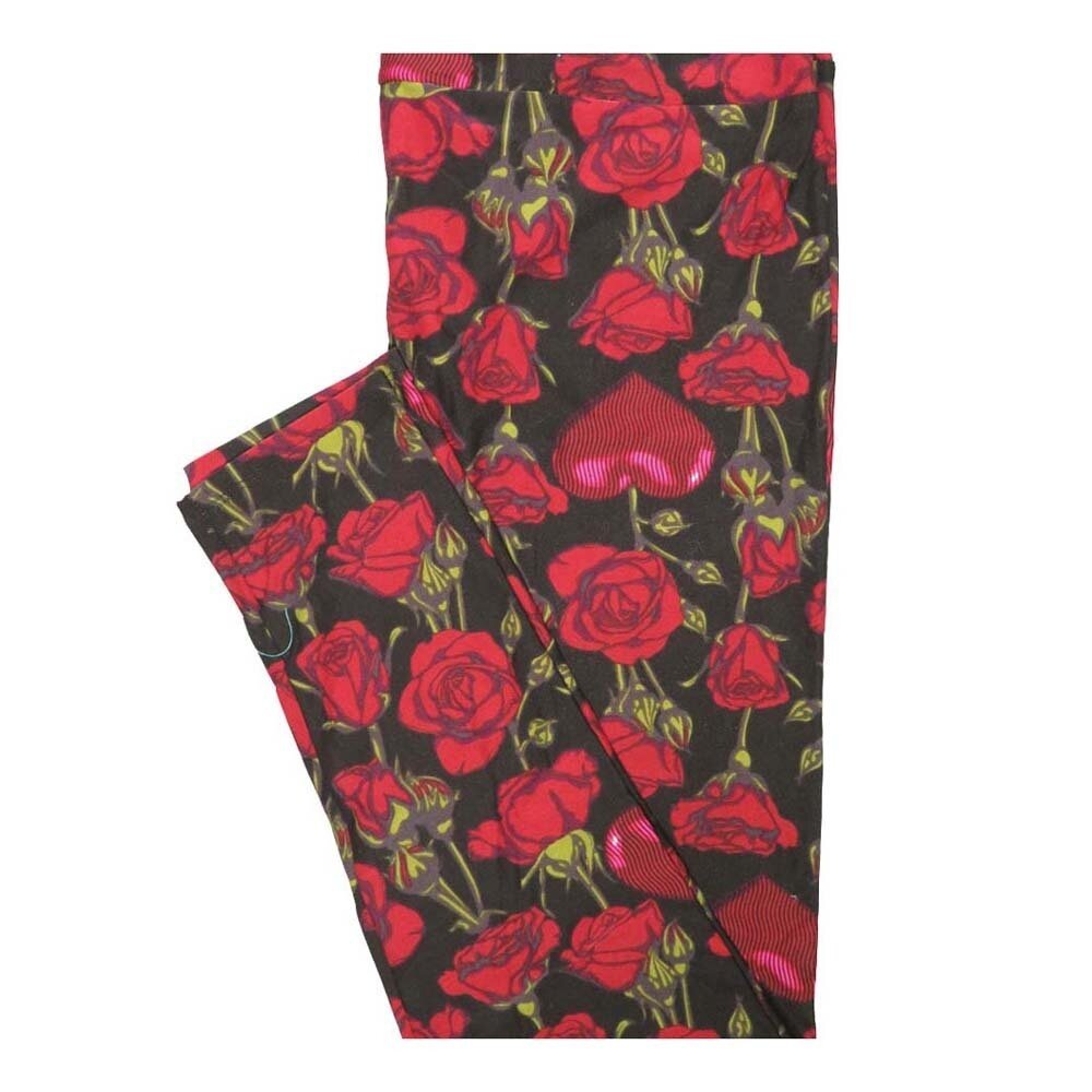 LuLaRoe Tall Curvy TC Valentines Roses and Hearts Buttery Soft Leggings fits Women 12-18