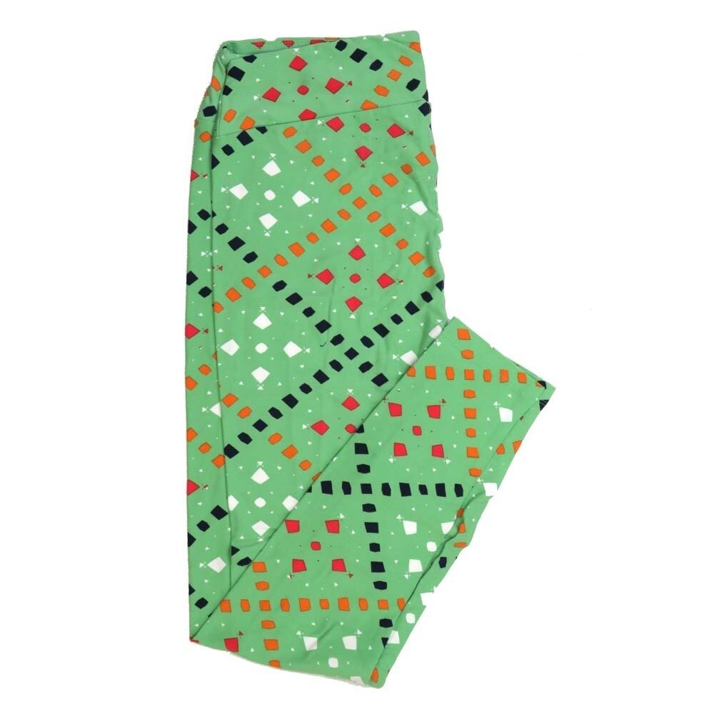 LuLaRoe Tall Curvy TC Polka DotGrid Black White Green REd TC-7067-ZB Buttery Soft Leggings fits Adult Women sizes 12-18