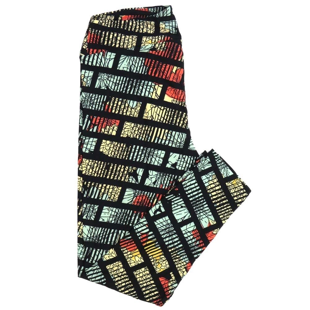 LuLaRoe Tall Curvy TC Floral Stripe TC-7068-E2 Buttery Soft Leggings fits Adult Women sizes 12-18