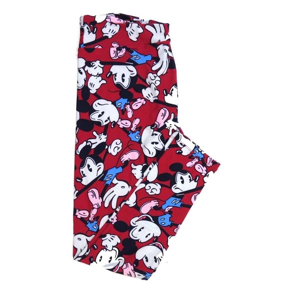 LuLaRoe Tall Curvy TC Disney Mickey Mouse Angry fighting Red Black White Blue TC-7070-L Buttery Soft Leggings fits Adult Women sizes 12-18
