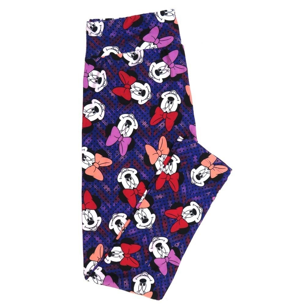 LuLaRoe Tall Curvy TC Disney Minnie Mouse Smiling Micro Polka Dot Blue Red Black White TC-7071-E Buttery Soft Leggings fits Adult Women sizes 12-18