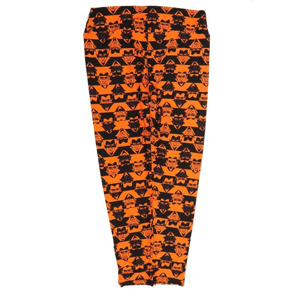 LuLaRoe Tall Curvy TC Halloween Dracula Stripe Black Orange Buttery Soft Leggings fits Adult Women sizes 12-18 7072-E