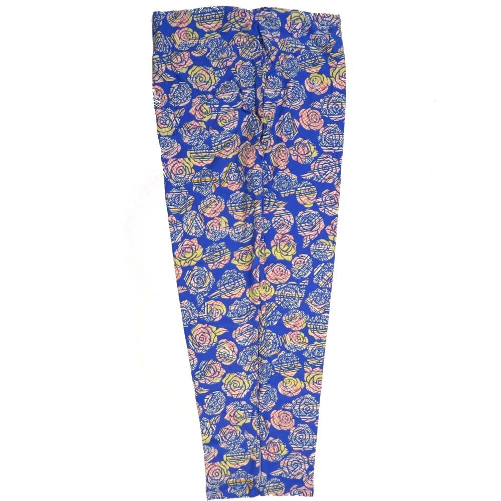 LuLaRoe Tall Curvy TC Roses Blue Green Pink Stripe Buttery Soft Leggings fits Adult Women sizes 12-18  7072-S2