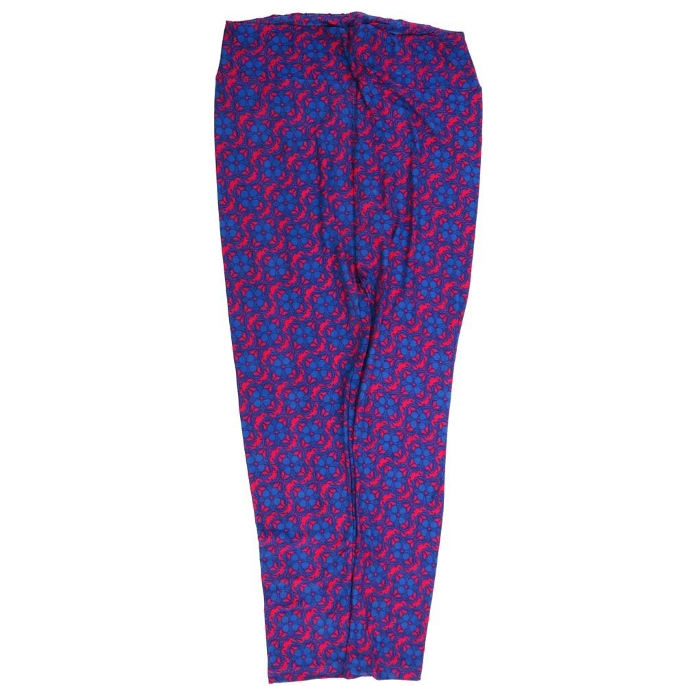 LuLaRoe Tall Curvy TC Stripe Floral Polka Dot Blue Red Buttery Soft Leggings fits Adult Women sizes 12-18 7074-CD