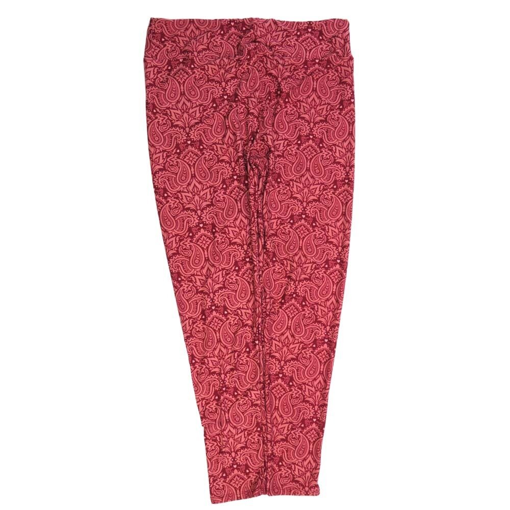 LuLaRoe Tall Curvy TC Paisley Red Pink Buttery Soft Leggings fits Adult Women sizes 12-18 7074-T