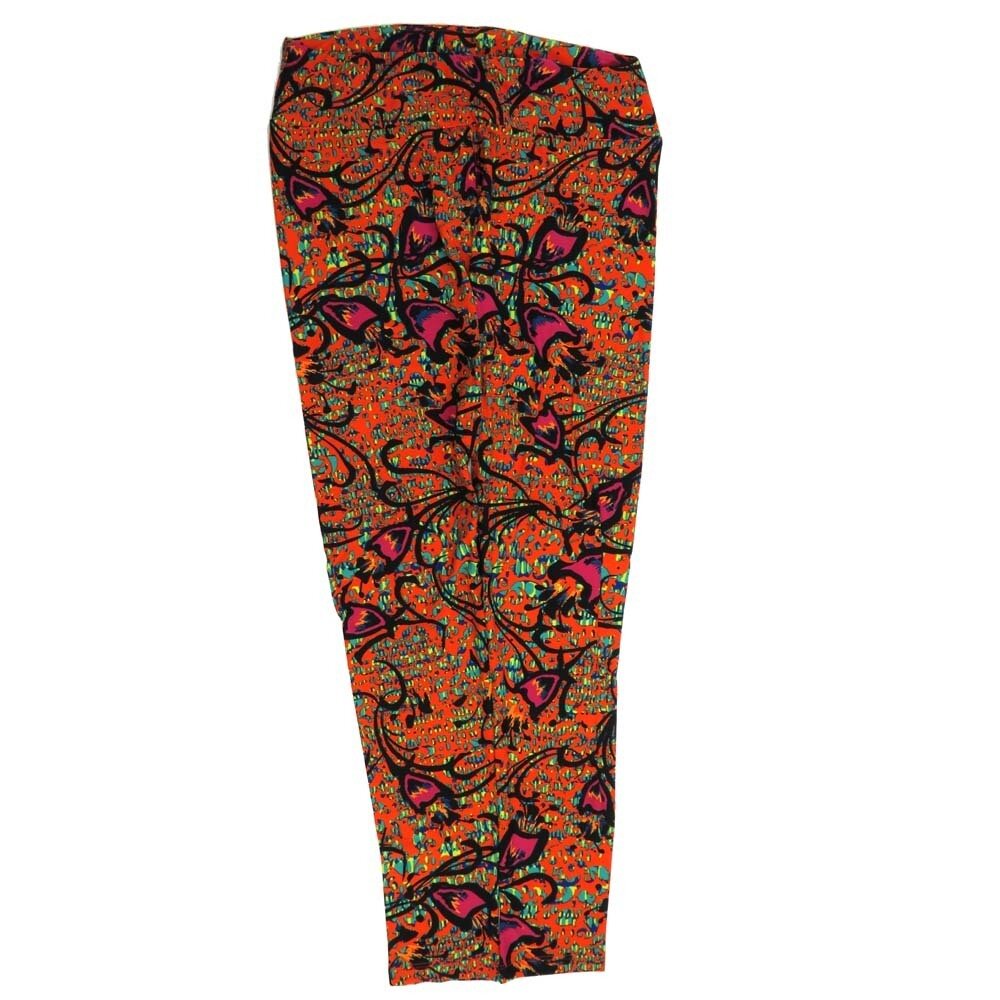 LuLaRoe Tall Curvy TC Floral Red Black Yellow Buttery Soft Leggings fits Adult Women sizes 12-18 7075-J