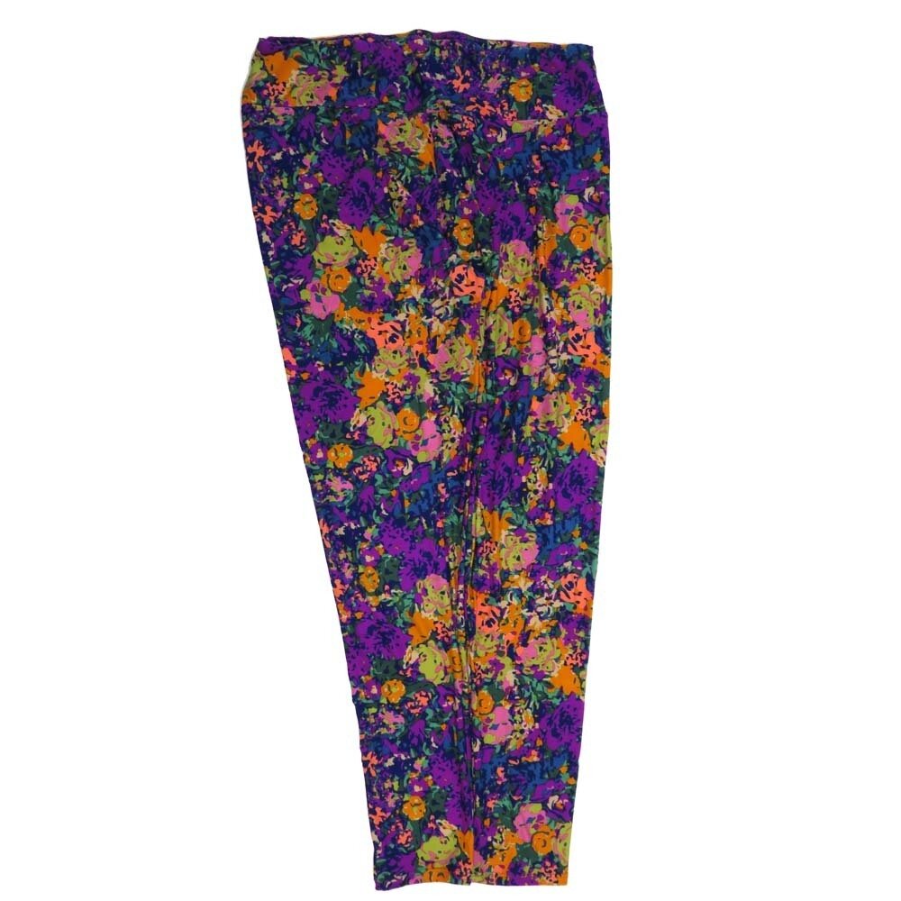 LuLaRoe Tall Curvy TC Floral Abstract Blue Red Green Pink Buttery Soft Leggings fits Adult Women sizes 12-18  7075-X