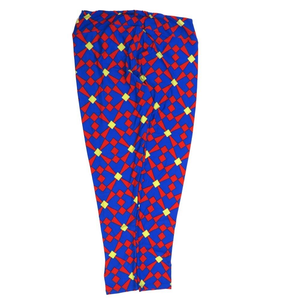 LuLaRoe Tall Curvy TC Geometric Polka Dot Blue Red Yellow Buttery Soft Leggings fits Adult Women sizes 12-18 7076-R