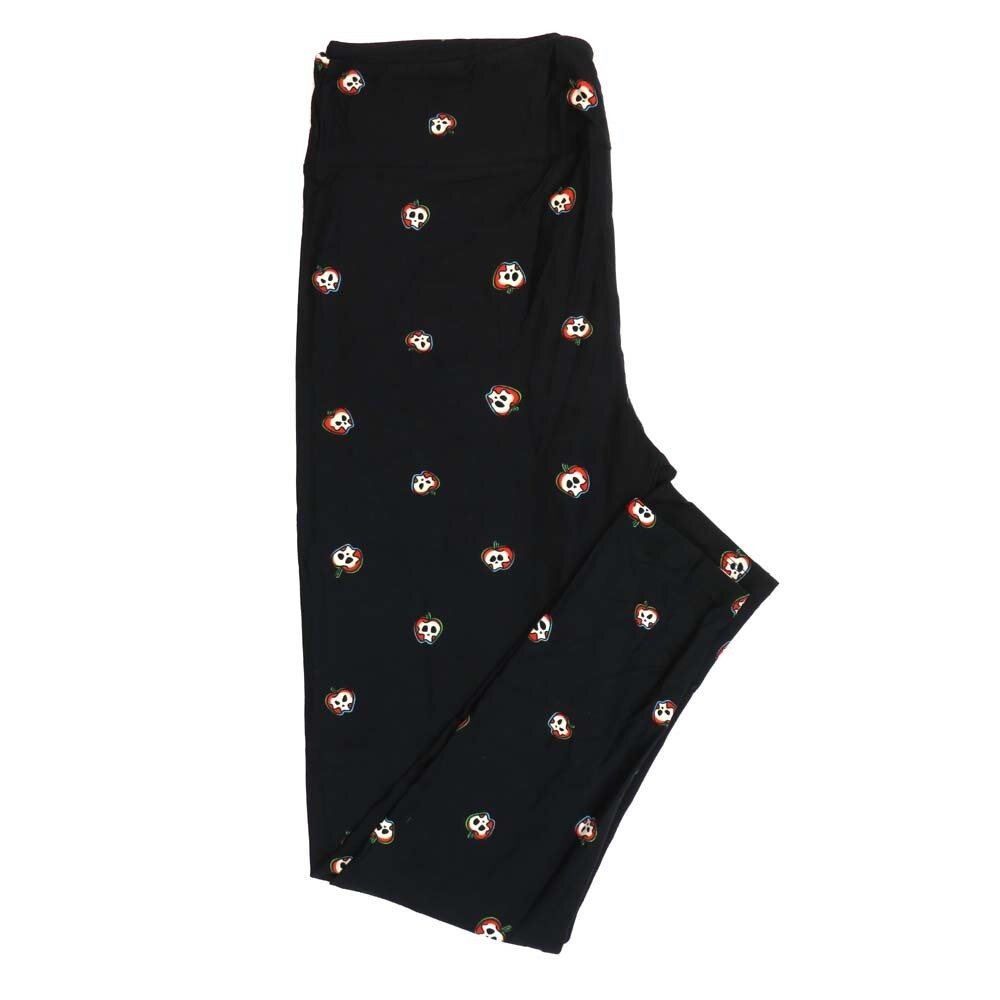 LuLaRoe Tall Curvy (TC) Halloween Skulls Polka Dot Black Red White Green Buttery Soft Leggings 7089-B16 fits Adult Women sizes 12-18