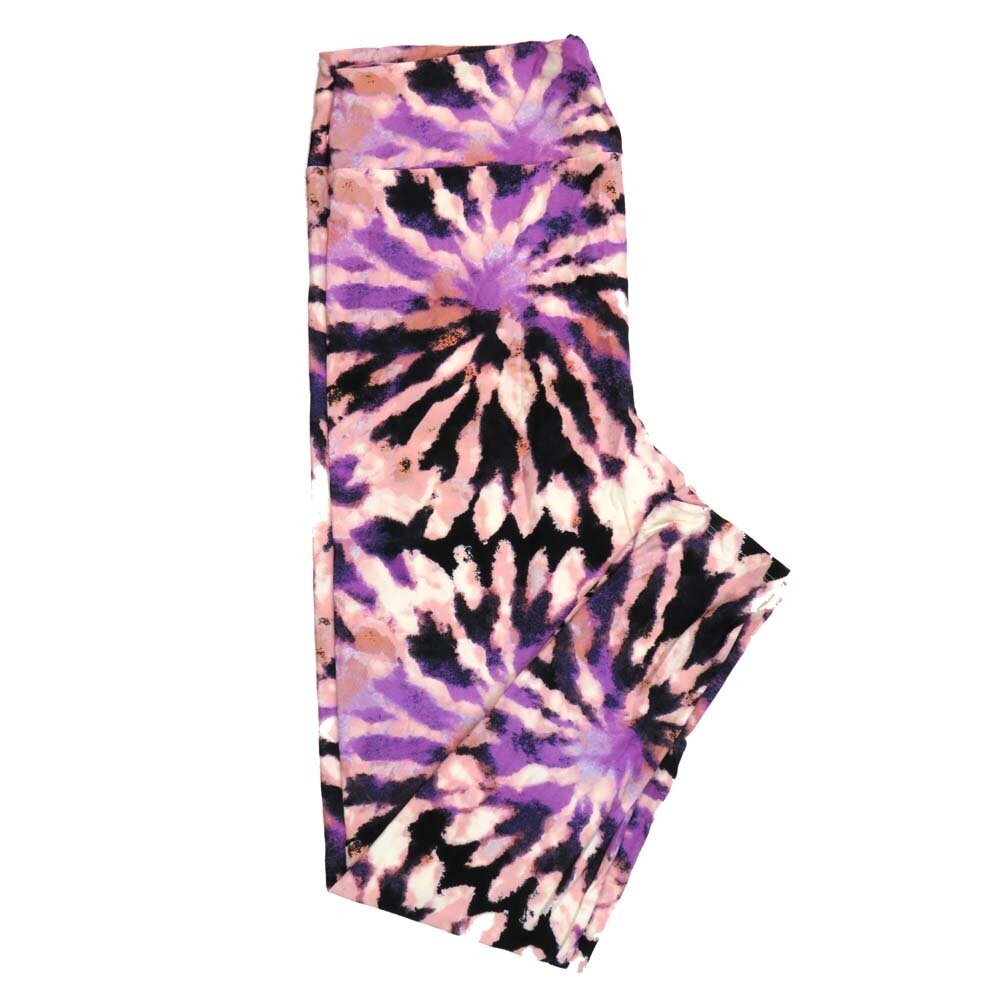 LuLaRoe Tall Curvy (TC) Tye Dye Purple Pink Black White Buttery Soft Leggings 7094-B18 fits Adult Women sizes 12-18