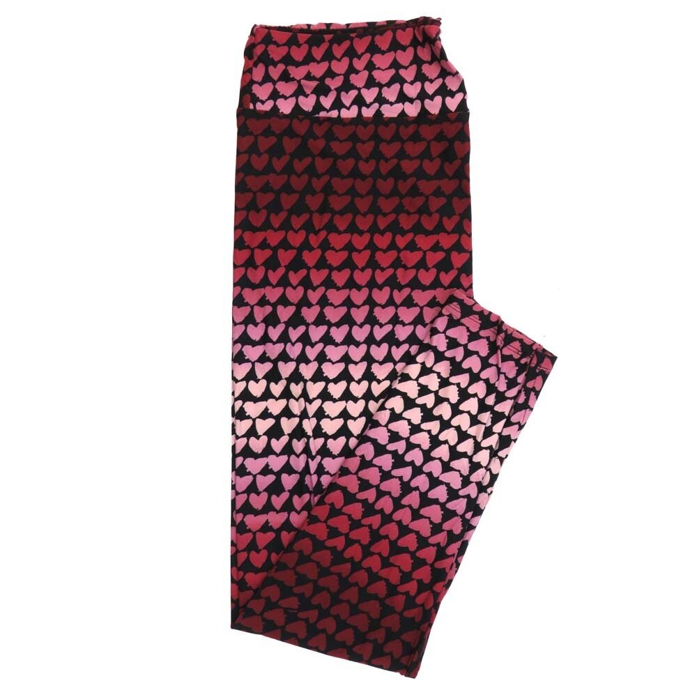 LuLaRoe Tall Curvy TC Valentines Gradient Polka Dot Hearts Red Pink Black Buttery Soft Leggings fits Adult Women sizes 12-18