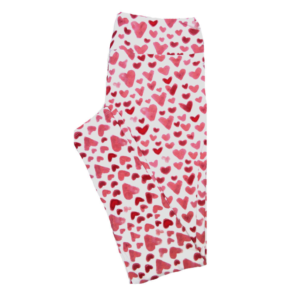 LuLaRoe Tall Curvy TC Hearts White Red Pink Valentines Buttery Soft Leggings fits Adult Women sizes 12-18