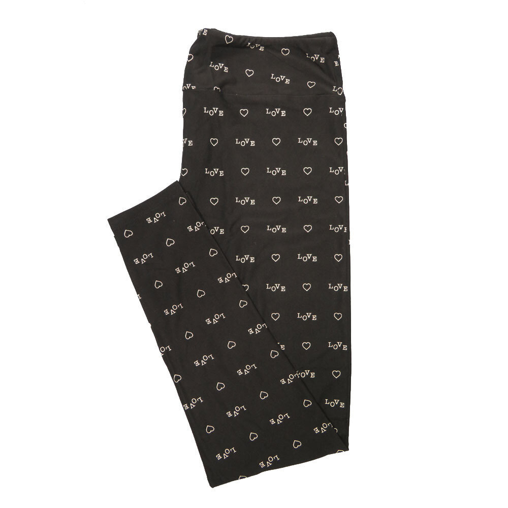 LuLaRoe Tall Curvy TC LOVE Hearts Black White Valentines Polka Dot Buttery Soft Leggings fits Adult Women sizes 12-18