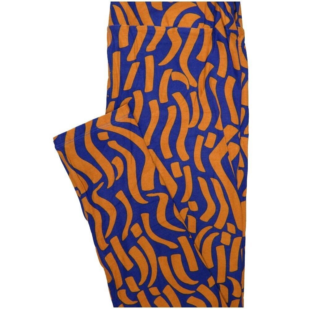 LuLaRoe Tall Curvy TC Blue Orange Geometric Buttery Soft Leggings fits Adult Women sizes 12-18