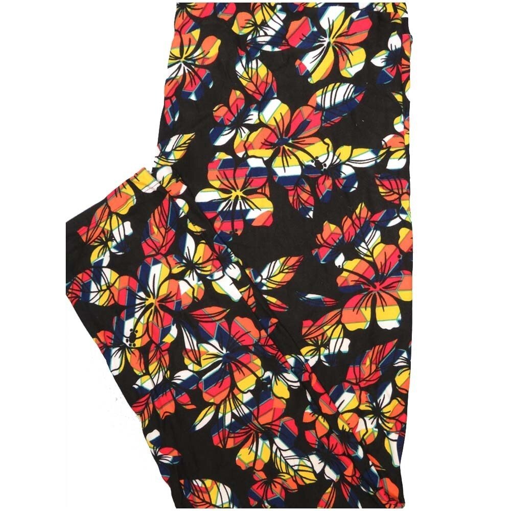 LuLaRoe Tall Curvy TC Black White Red Blue Floral Stripe Buttery Soft Leggings fits Adult Women sizes 12-18