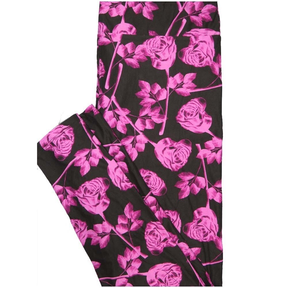 LuLaRoe Tall Curvy TC Roses of Hearts Black Pink Valentines Buttery Soft Leggings fits Adult Women sizes 12-18