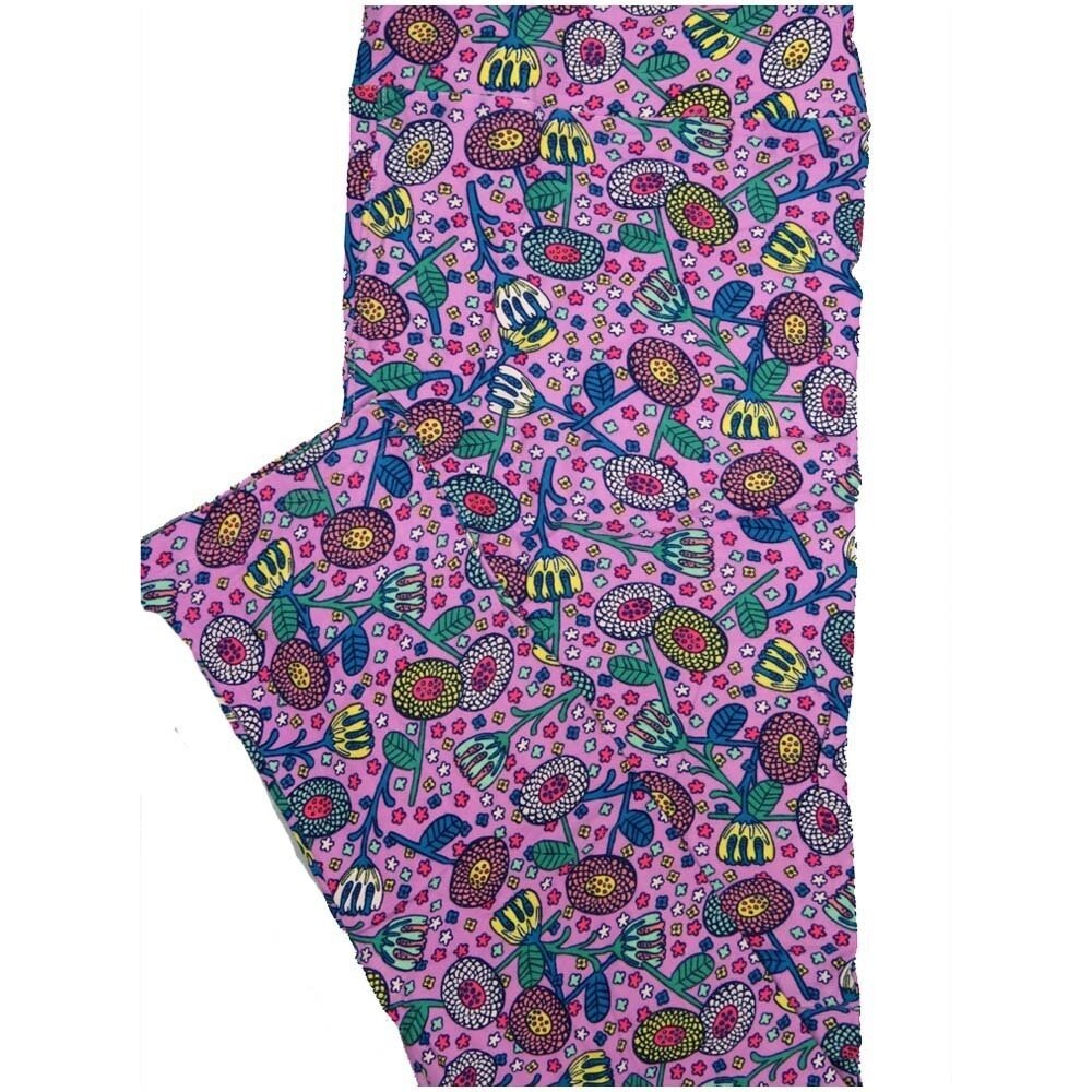 LuLaRoe Tall Curvy TC Lavender Green Yellow Pink Floral Buttery Soft Leggings fits Adult Women sizes 12-18