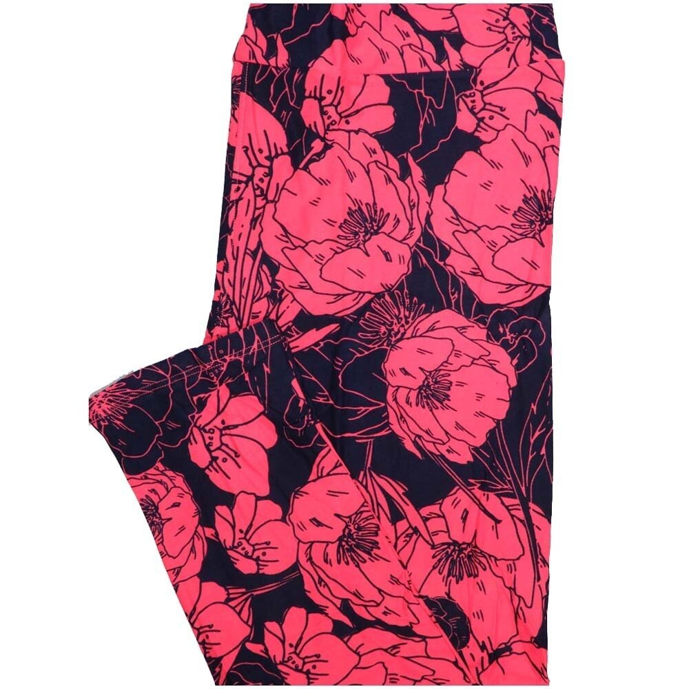 LuLaRoe Tall Curvy TC Navy Pink Floral Buttery Soft Leggings fits Adult Women sizes 12-18