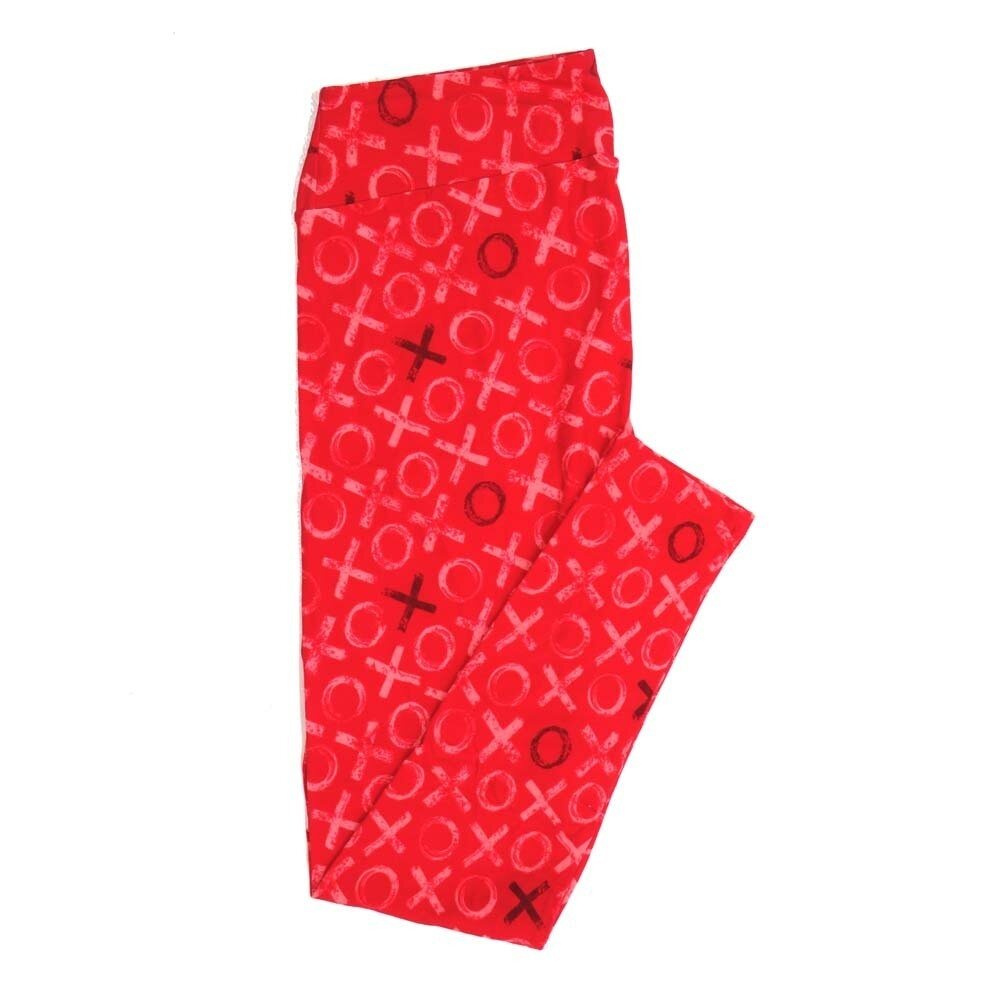 LuLaRoe Tall Curvy TC Valentines X's and O's Love you Black Red Pink Buttery Soft Leggings fits Adult Women sizes 12-18 TC-7354-R