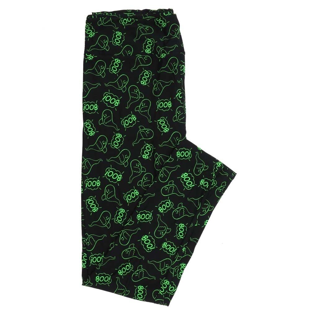 LuLaRoe Tall Curvy TC Halloween Ghost Outlines BOO! Black Yellow Buttery Soft Leggings fits Adult Women sizes 12-18  847881