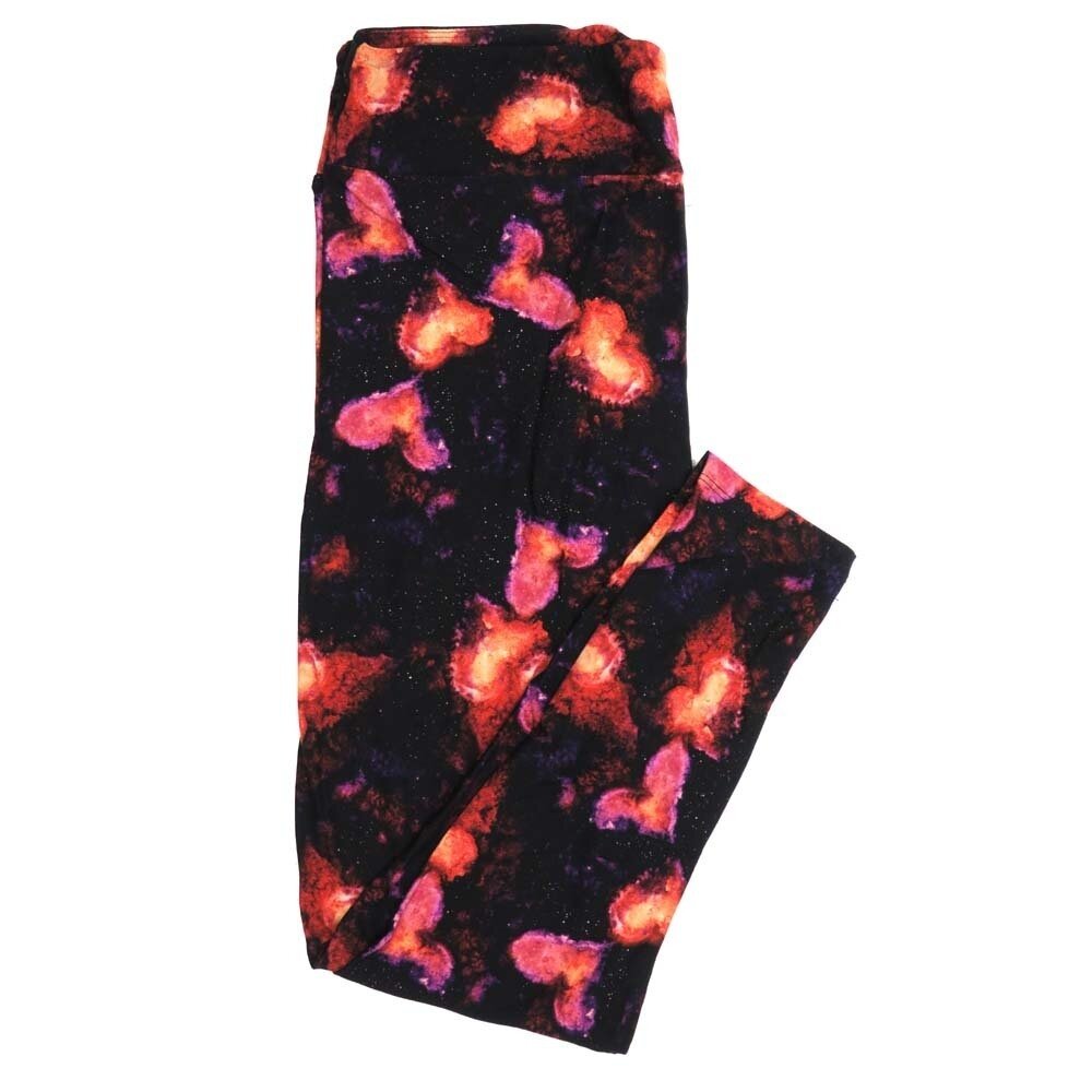 LuLaRoe Tall Curvy TC Valentines Outer Space Galaxy Hearts Black Red Pink Buttery Soft Leggings fits Adult Women sizes 12-18   TC-7390-G