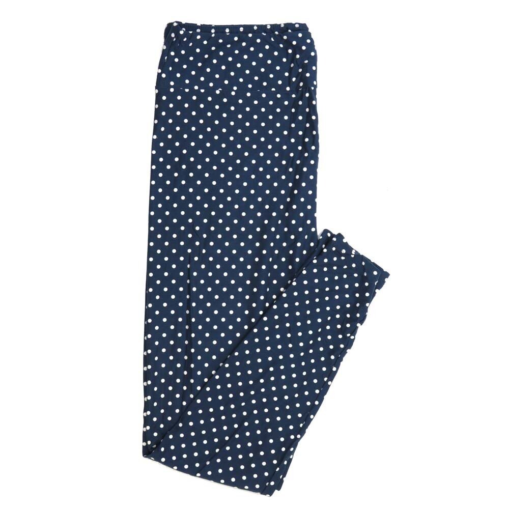 LuLaRoe Tall Curvy TC Classic Navy Blue with White Polka Dots Buttery Soft Leggings fits Adult Women sizes 12-18   995470