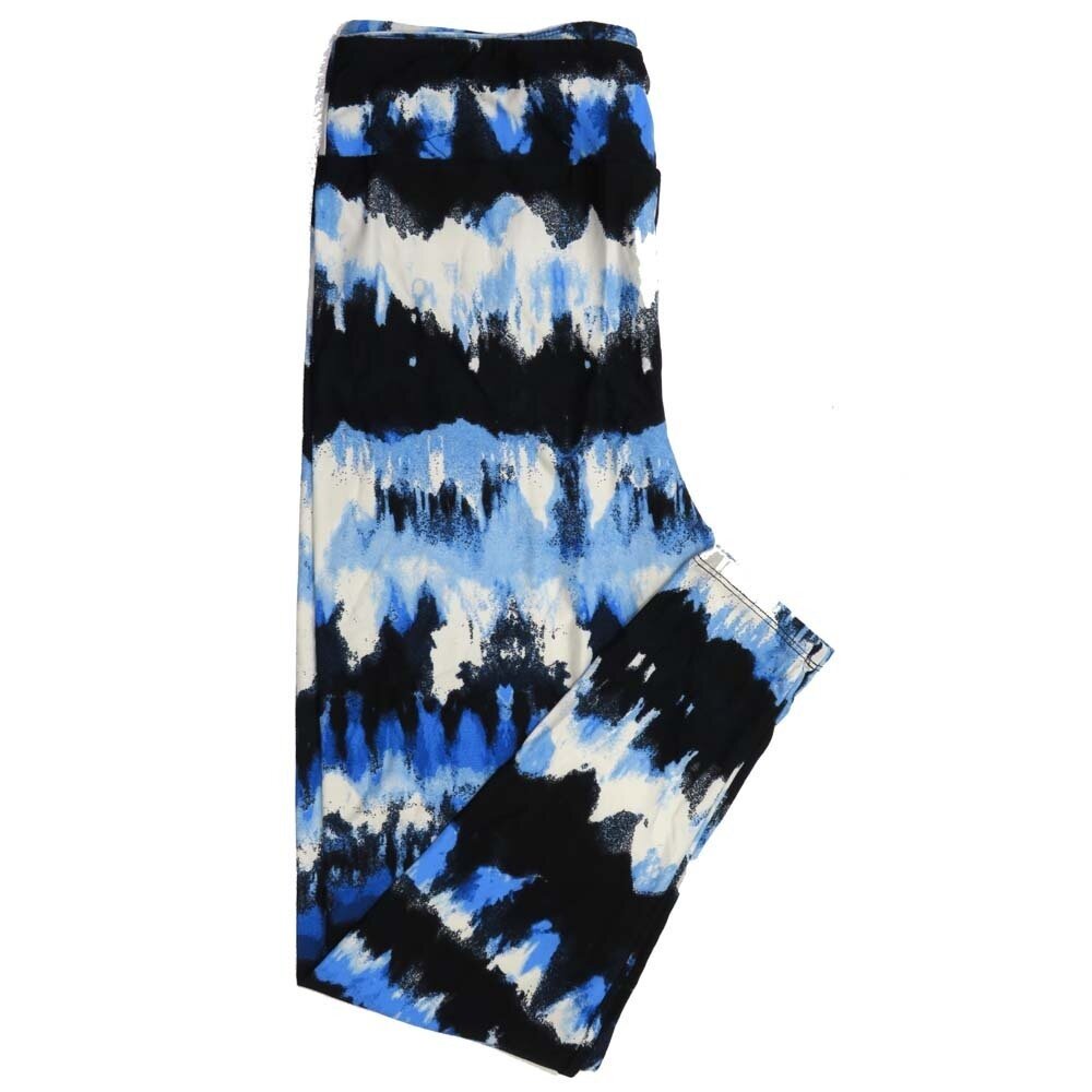 LuLaRoe Tall Curvy TC Tye Dye Batik Hombre Stripe Black with Blue and White Buttery Soft Leggings fits Adult Women sizes 12-18   926171