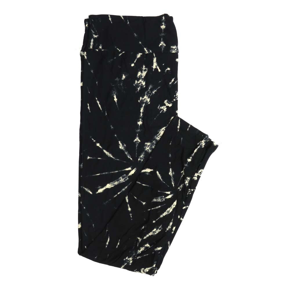 LuLaRoe Tall Curvy TC Tye Dye Muted Starburst Fireworks Black and Cream Buttery Soft Leggings fits Adult Women sizes 12-18   971676