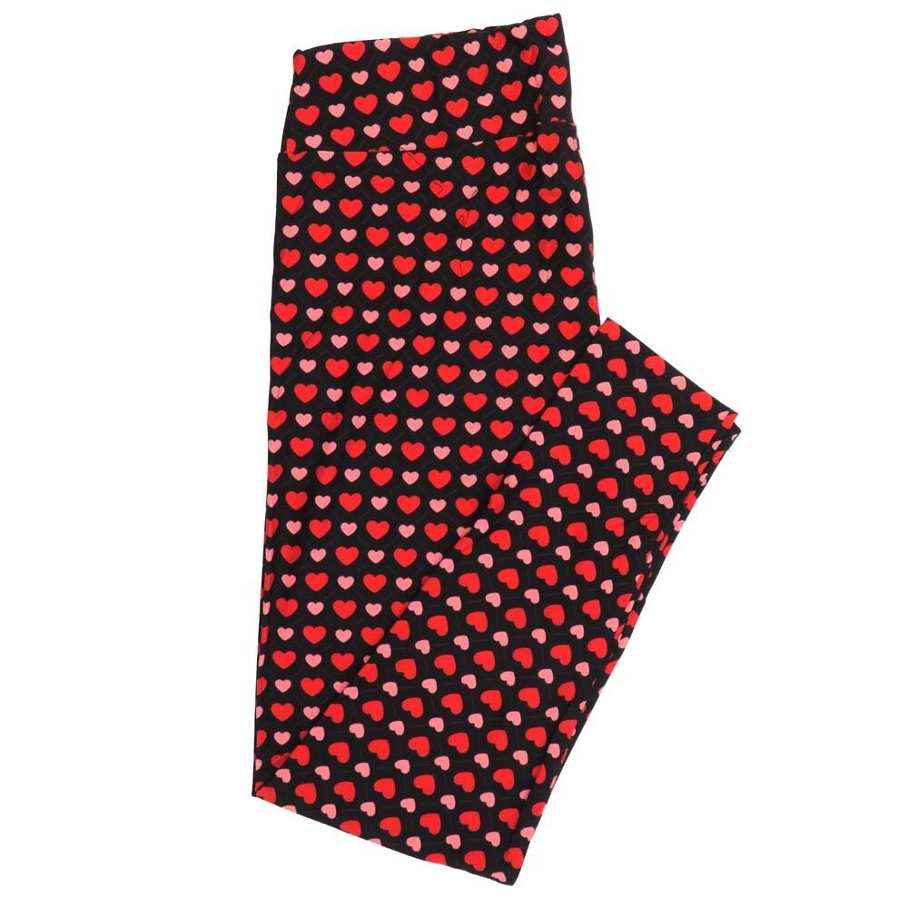 LuLaRoe Tall Curvy TC Valentines Blue Black  Red Pink Polka Dots Hearts Leggings fits Adult Women sizes 12-18  7401-R-2  QQQ
