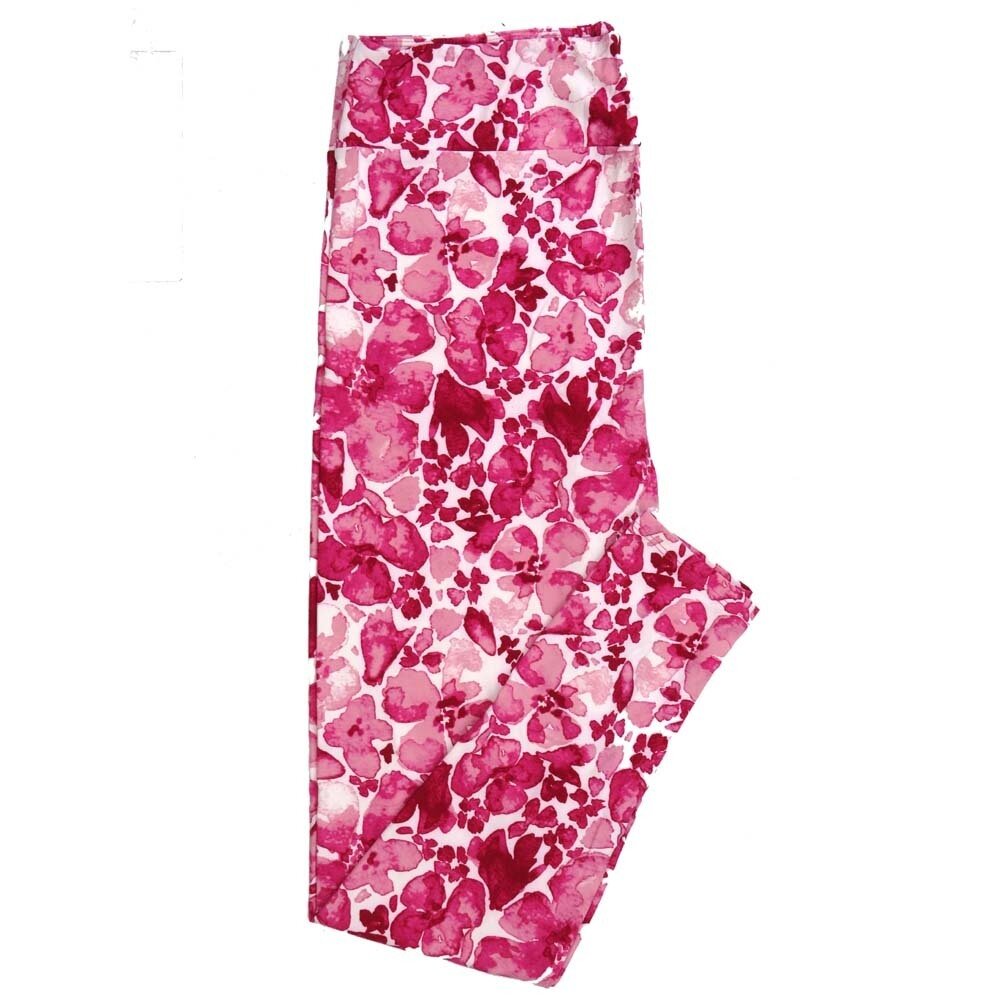 LuLaRoe Tall Curvy TC Valentines Floral Primrose Pink Red Magenta Leggings fits Adult sizes 12-18  7403-B