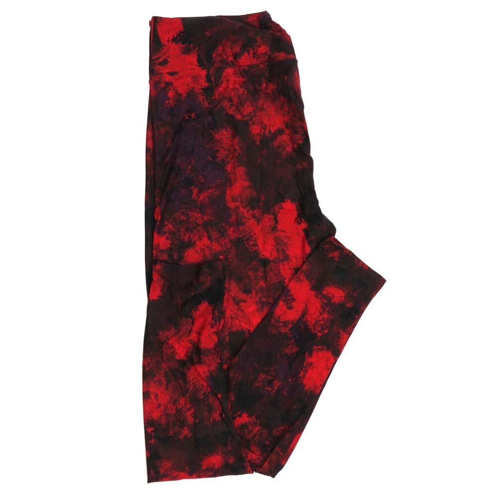 LuLaRoe Tall Curvy TC Valentines Batik Muted Dye Black Red Leggings fits Adult sizes 12-18 7404-D