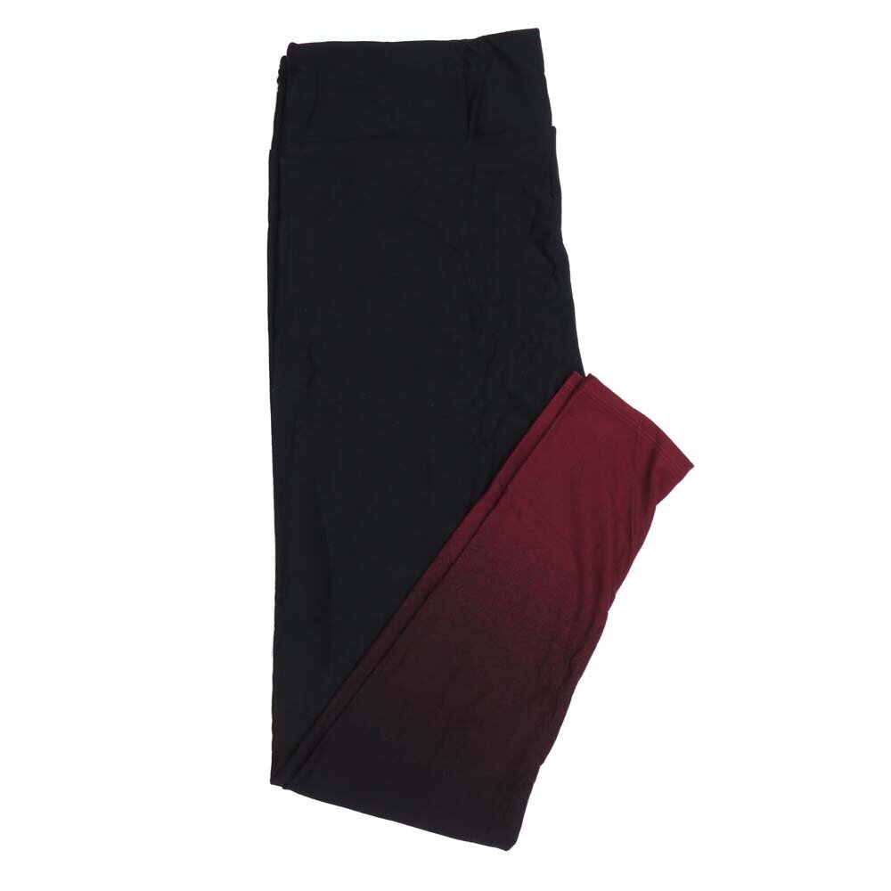 LuLaRoe Tall Curvy TC Valentines Solid Black Fading to Maroon at Ankles Leggings fits Adult sizes 12-18  7405-A