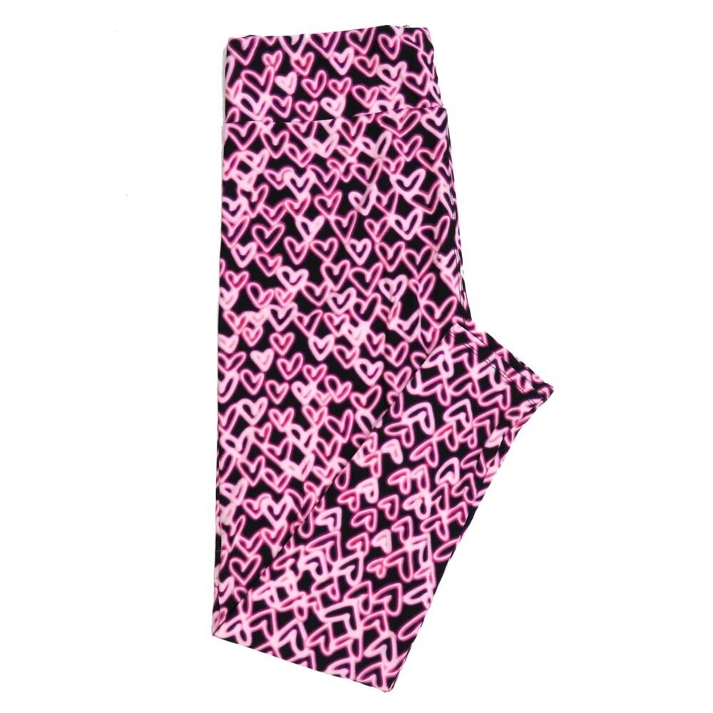 LuLaRoe Tall Curvy TC Valentines Glowing Hearts Maroon Pink Leggings fits Adult sizes 12-18  7406-F