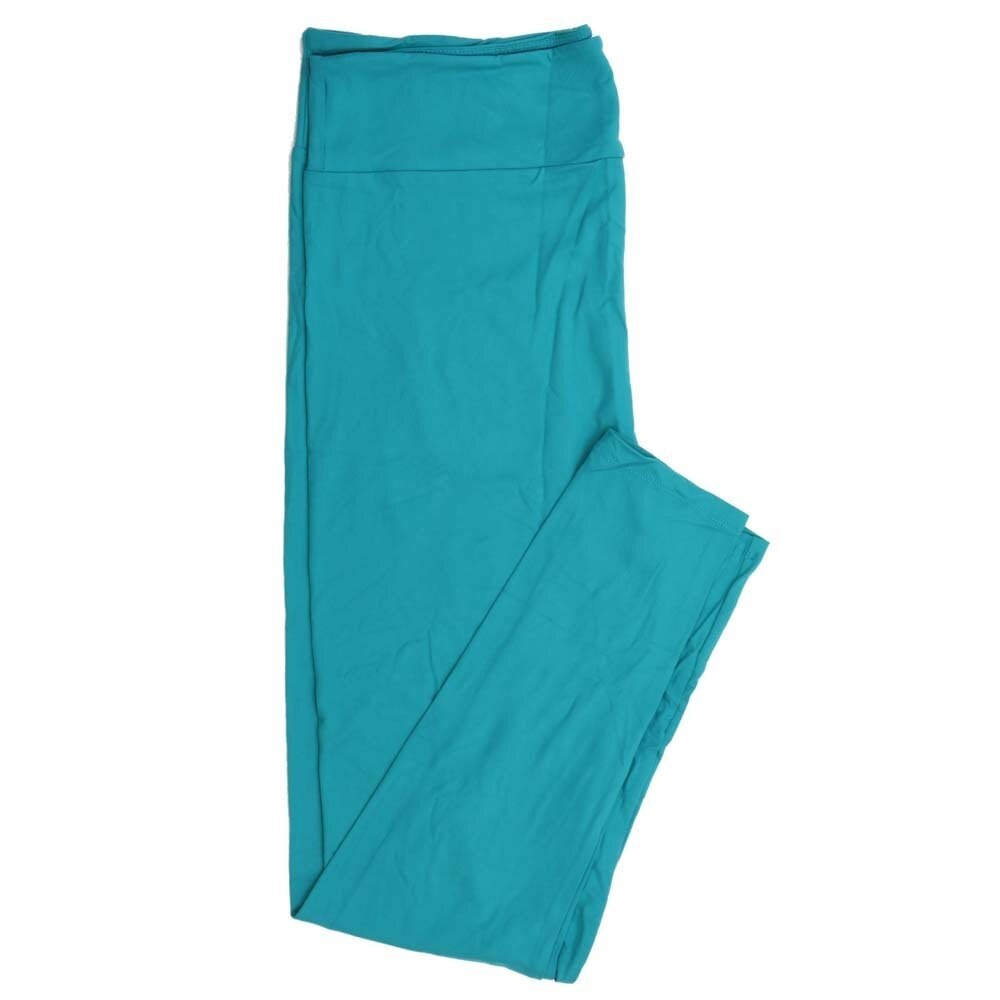 LuLaRoe Tall Curvy TC Solid Cyan Buttery Soft Leggings fits Adult Women sizes 12-18