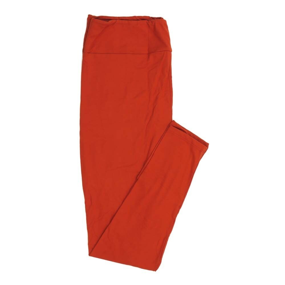 LuLaRoe Tall Curvy TC Solid Reddish Orange Buttery Soft Leggings fits Adult Women sizes 12-18