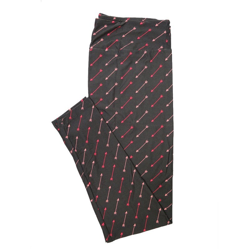 LuLaRoe Tall Curvy TC Love Arrows Stripes Black Pink Stripe Valentines a Buttery Soft Leggings fits Adult Women sizes 12-18