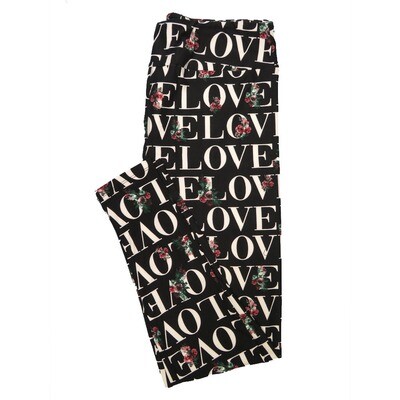 LuLaRoe Tall Curvy TC LOVE Roses Black White Red Valentines Buttery Soft Leggings fits Adult Women sizes 12-18