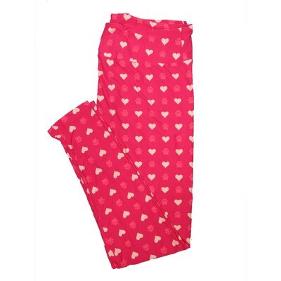 LuLaRoe Tall Curvy TC Paw Print Hearts Polka Dot Pink Light Pink Buttery Soft Leggings fits Adult Women sizes 12-18