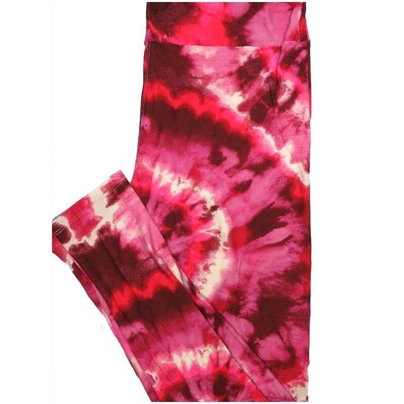 LuLaRoe Tall Curvy TC Tye Dye Red Pink Cream Valentines a Buttery Soft Leggings fits Adult Women sizes 12-18